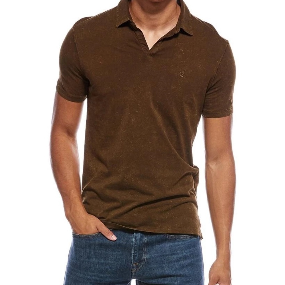 John Varvatos NWT $98 Dark Brown Marbled Polo Size SMALL NEW